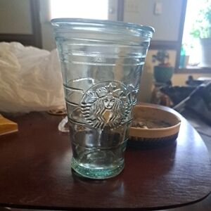 STARBUCKS 16oz Grande Recycled Glass Cold Cup/Tumbler with Lid NO Straw SPAIN